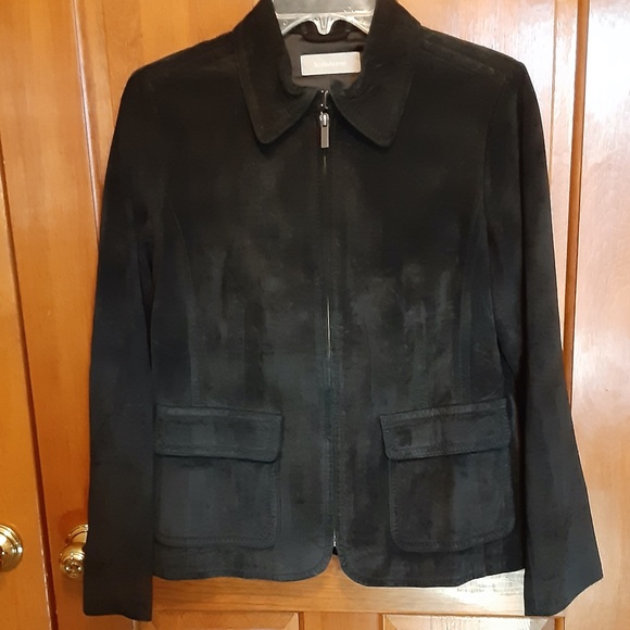 Liz Claiborne Jackets & Blazers - Liz Claiborne Genuine Leather Suede Zip Black Jacket